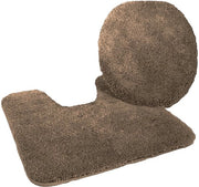 Set di asciugamani per bagno a microvezzi, 2 pezzi, specchietto da bagno 47 x 50 cm e tappeto da bagno con foro 50 x 55 cm, marrone