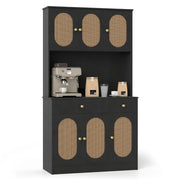 Credenza alta 100 x 40 x 180 cm 6 ante con stazione di ricarica integrata stile bohémien legno ingegnerizzato nero PE 20_0016174