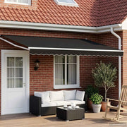 Tenda retrattile manuale con LED Nero e Bianco 4 × 3 m 3419296