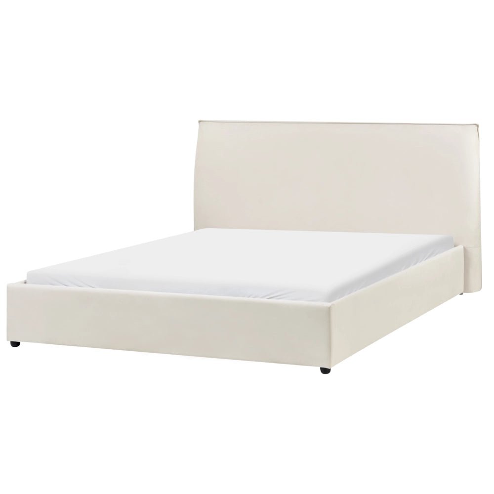 Letto matrimoniale ad acqua in velluto bianco sporco 160 x 200 cm classico minimalista