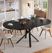Tavolo rotondo allungabile; diametro 100 cm estendibile a 140 cm; MDF e metallo nero