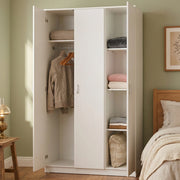 Armadio Camera da Letto Licodia, Guardaroba 3 Ante Appendiabiti, 120x52 cm Bianco