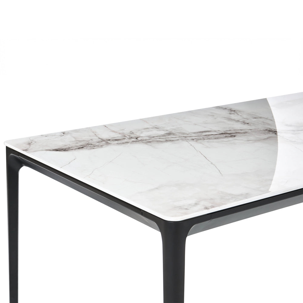Tavolo da pranzo effetto marmo bianco e nero 140 x 80 cm Gambe in alluminio Rettangolare Cucina moderna da pranzo