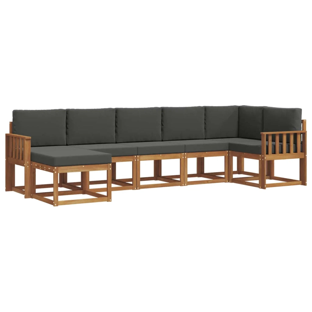 Set di divani da esterno con cuscino 7 pcs Naturale e Antracite