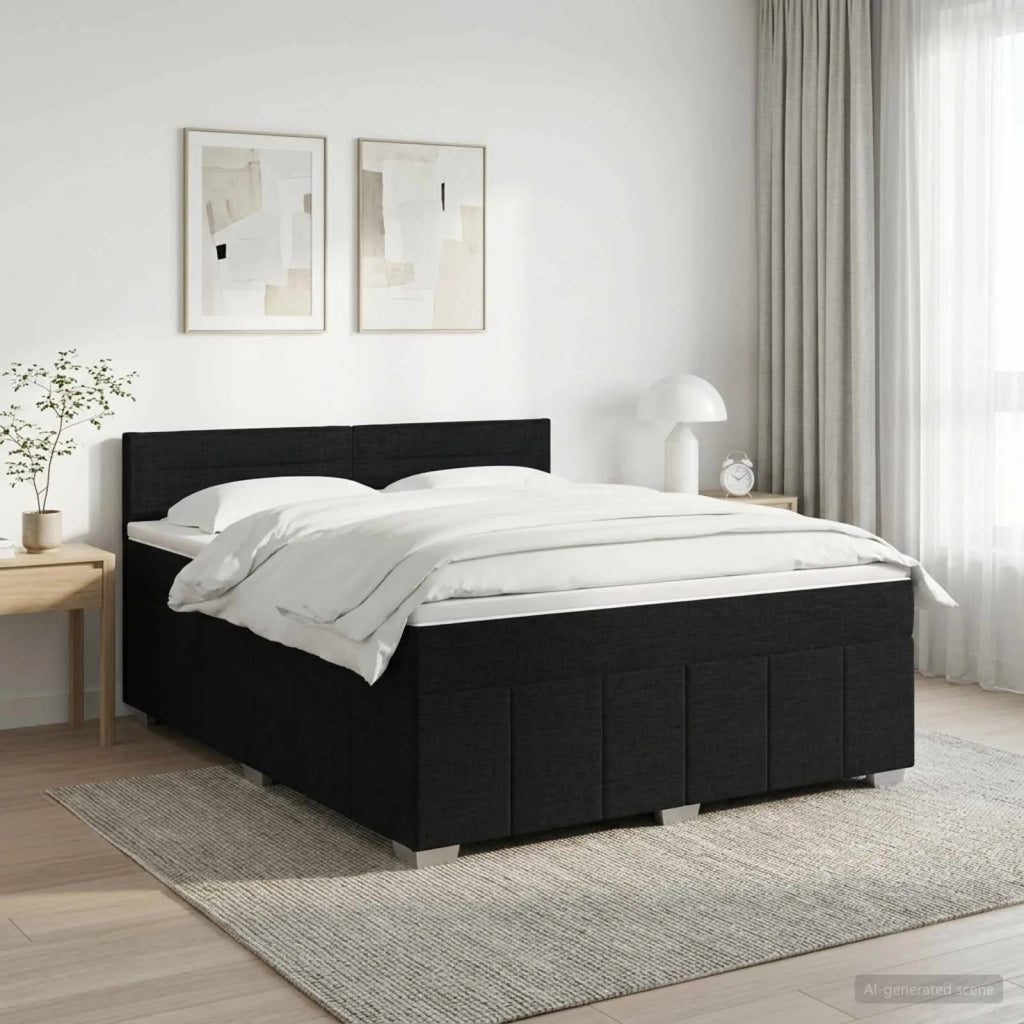 Letto box spring con materasso Nero 180 x 200 cm Tessuto 3451264