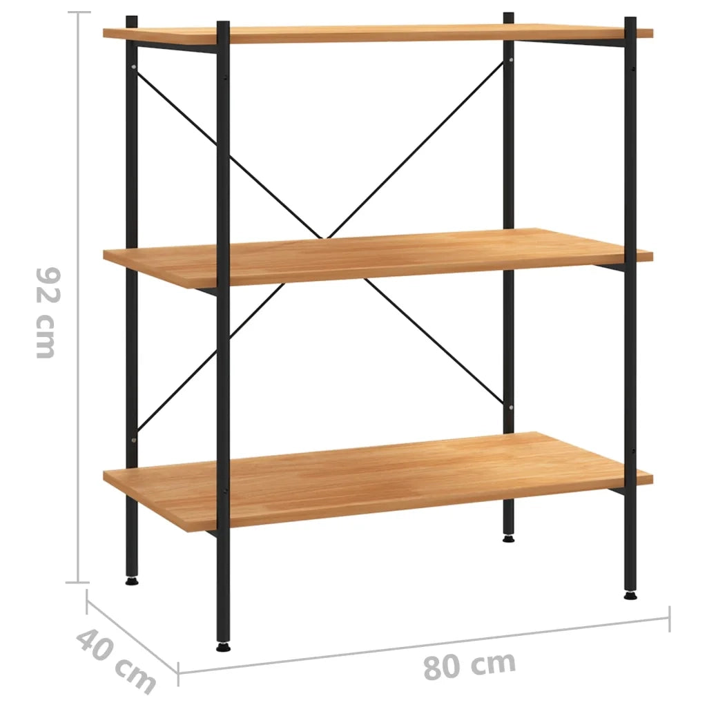 Scaffale a 3 ripiani nero e rovere 80x40x92 cm CFW7130995