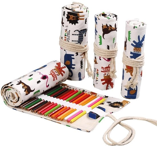 Etui 72-gaats - Canvas - Leggero - Lavabile - Ripiegabile - Adatto per matite/pennelli - Penna rotolante