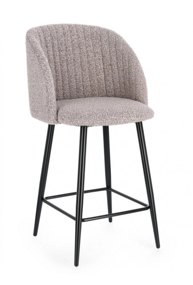 Set 2 Sgabelli Cucina Bouclé Nero Moderno da Interno - FELICIA