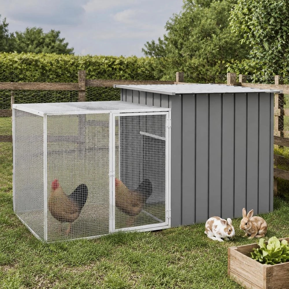 Chicken Cage Grey 200x91x100 Cm Galvanized Steel