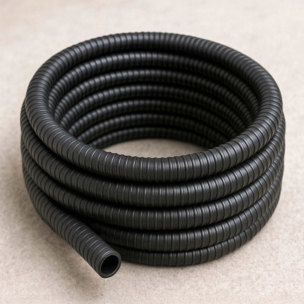 Tubo spiralato per pompe nero 50 m Ø 19mm (3/4″) con spirale rinforzata in PVC anti-attorcigliamento