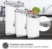 Set di piatti in plastica, 3 piatti, BPA libero, antiscivolo con canale per succhi e manico, lavastoviglie resistente, piatto da colazione, tavola da cucina (grigio/bianco)