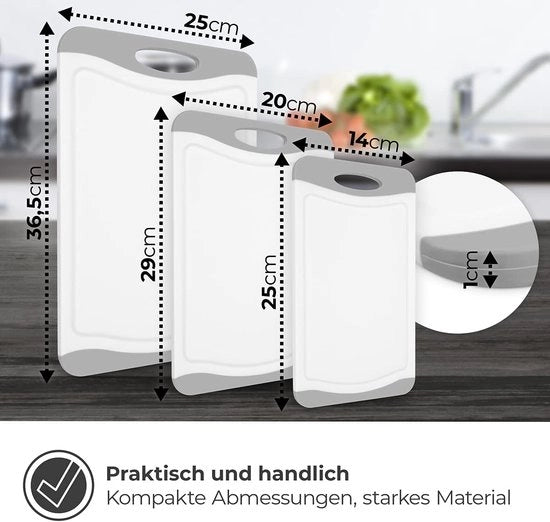 Set di piatti in plastica, 3 piatti, BPA libero, antiscivolo con canale per succhi e manico, lavastoviglie resistente, piatto da colazione, tavola da cucina (grigio/bianco)
