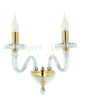 APPLIQUE BACH 2 LUCI CRISTALLO E ORO ATTACCO E14