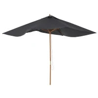 Ombrellone da Giardino 2x3m in Legno e Bambù con 8 Stecche e Copertura in Poliestere, Grigio Scuro
