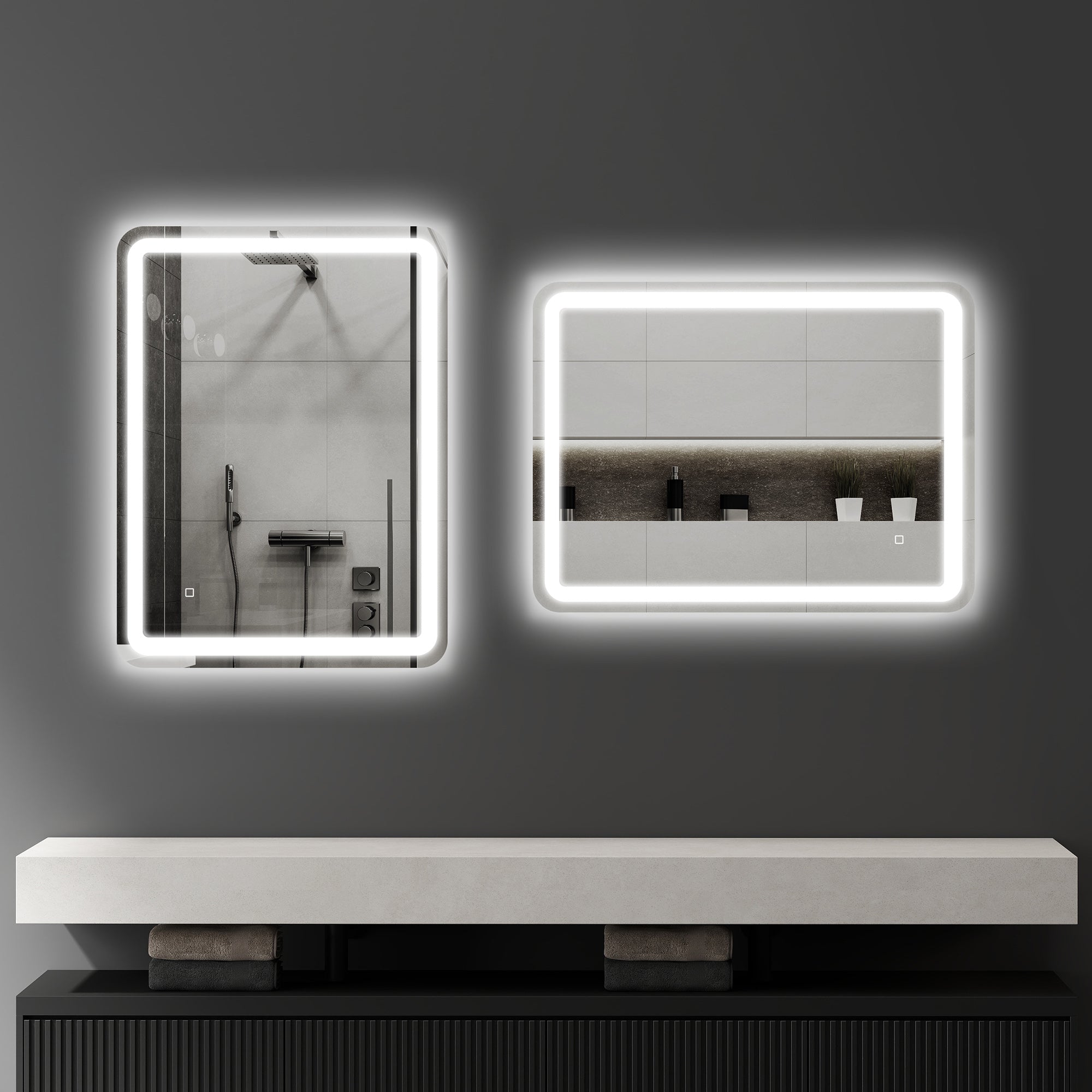 Specchio Bagno 60x80 cm LED Touch con Luce Dimmerabile a 3 Temperature e Antiappannamento