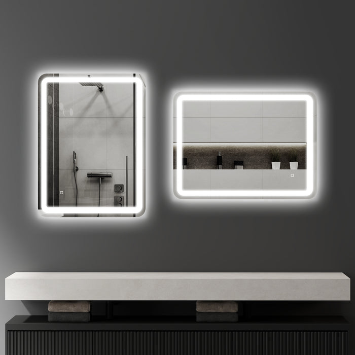 Specchio Bagno 60x80 cm LED Touch con Luce Dimmerabile a 3 Temperature e Antiappannamento