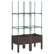 Fioriera | Cassetta per fiori | Vaso da Giardino con Traliccio Marrone 80x40x142,5 cm in PP