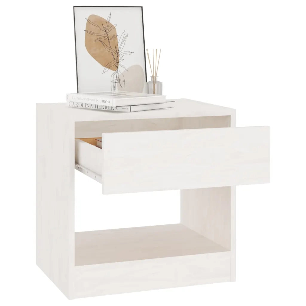 Comodini 2 pz Bianchi 40x31x40 cm in Legno Massello di Pino 808066