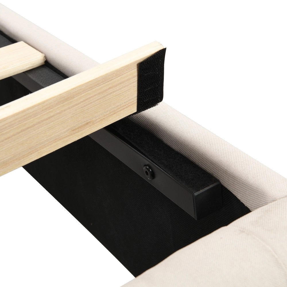 Letto Imbottito con Testiera e Rete a Doghe ¨C MINIMAL ¨C Beige, 180x200cm