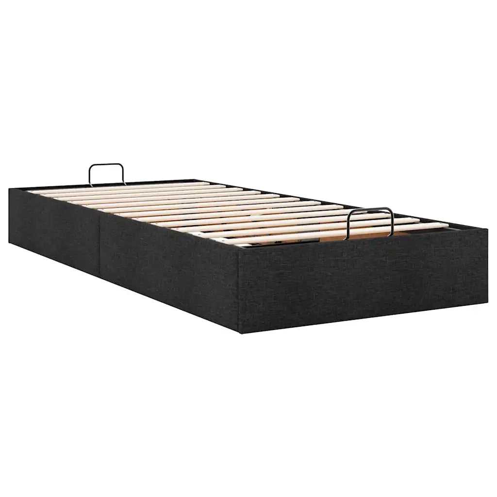 Struttura Letto Pouf senza Materasso Nero 100x200 cm in Tessuto