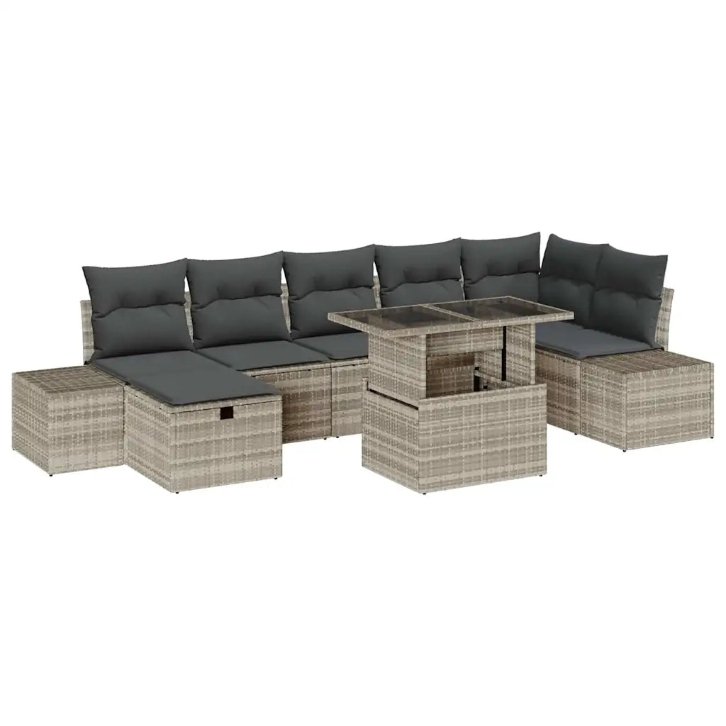 Set Divano da Giardino 8 pcs Grigio chiaro Poly Rattan 3359889