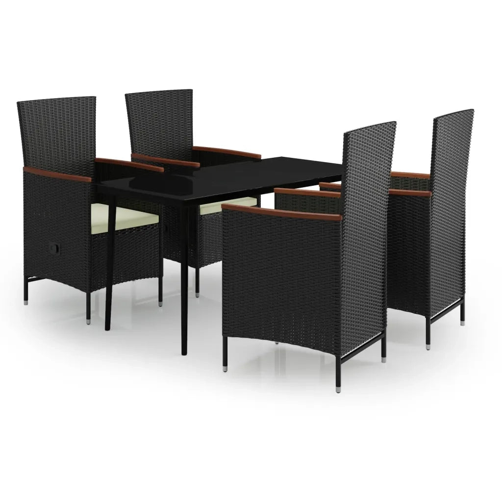 Set da Pranzo da Giardino 5 pz con Cuscini Nero cod mxl 42296