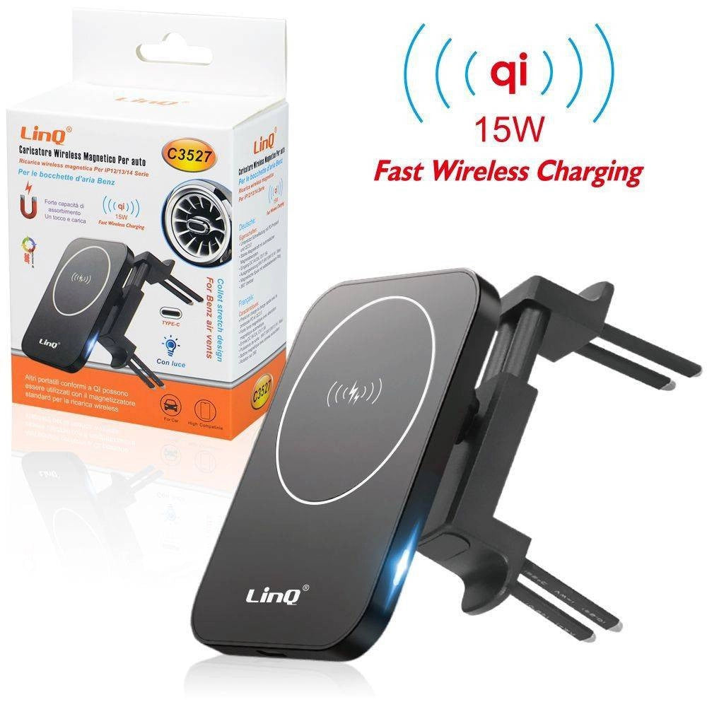 Trade Shop - Caricabatteria Wireless Auto Qi 15w Smartphone Presa Aria Mercedes Benz Luce C3527 -