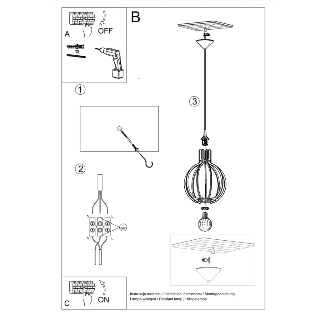 Lampada a sospensione ARANCIA in legno naturale