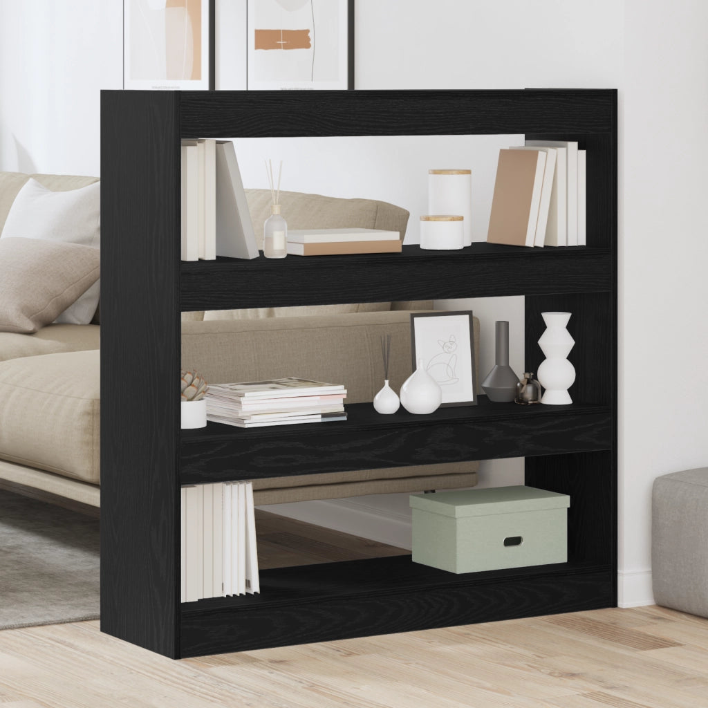 Libreria / Divisore per stanze Rovere Nero 100x30x103cm Legno ingegnerizzato