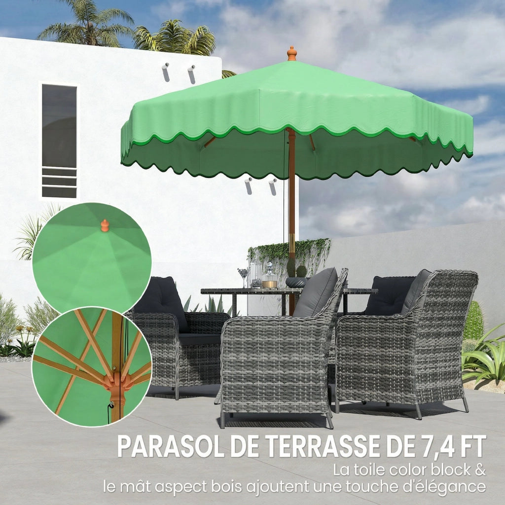 Ombrellone da Giardino Rotondo con Volant ¨C zephmum ¨C 230cm Verde Chiaro