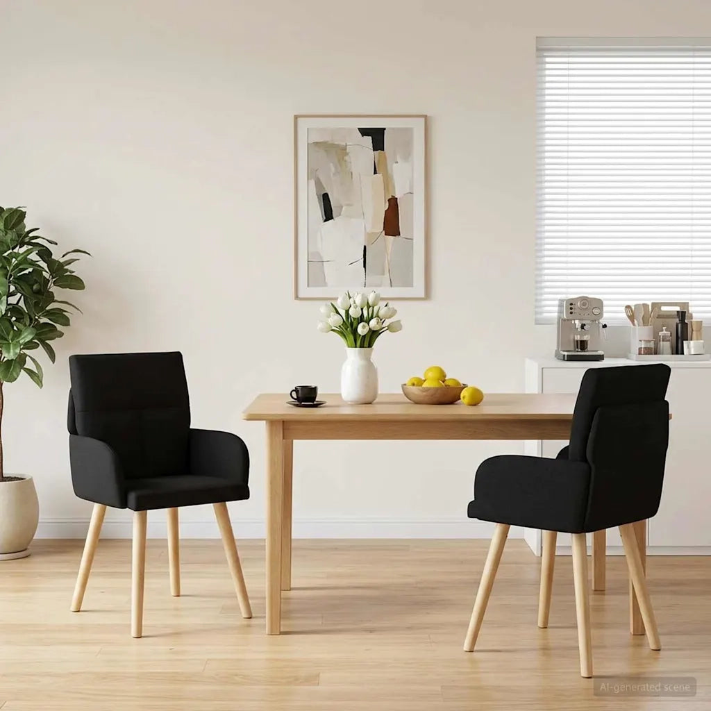 Sedie da pranzo 2 pcs Tessuto Nero 60 x 56 x 96 cm 42034360