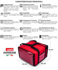 Borsa Termica Porta Pizze da Asporto 6 Cartoni Safemi Express 6 Rossa