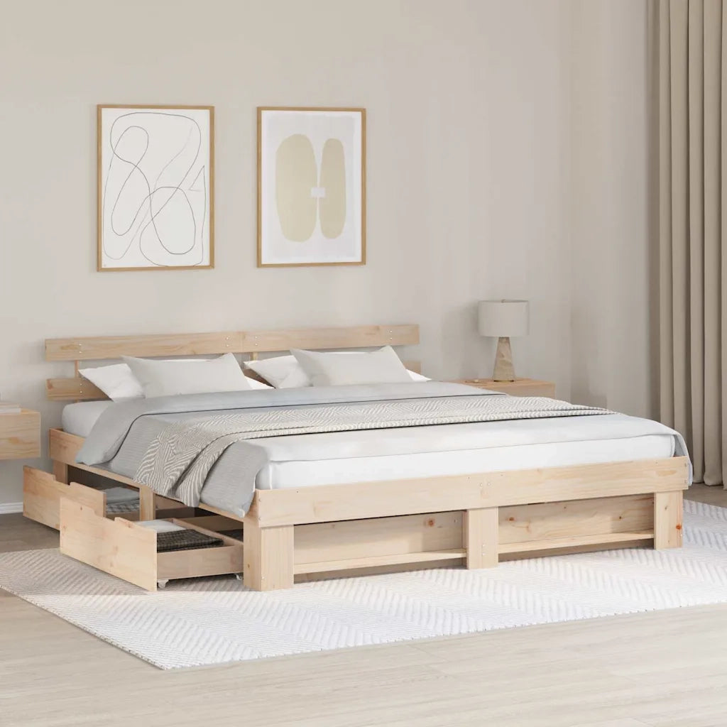 Struttura del letto Marrone 200 x 200 cm Pino massello 3382262