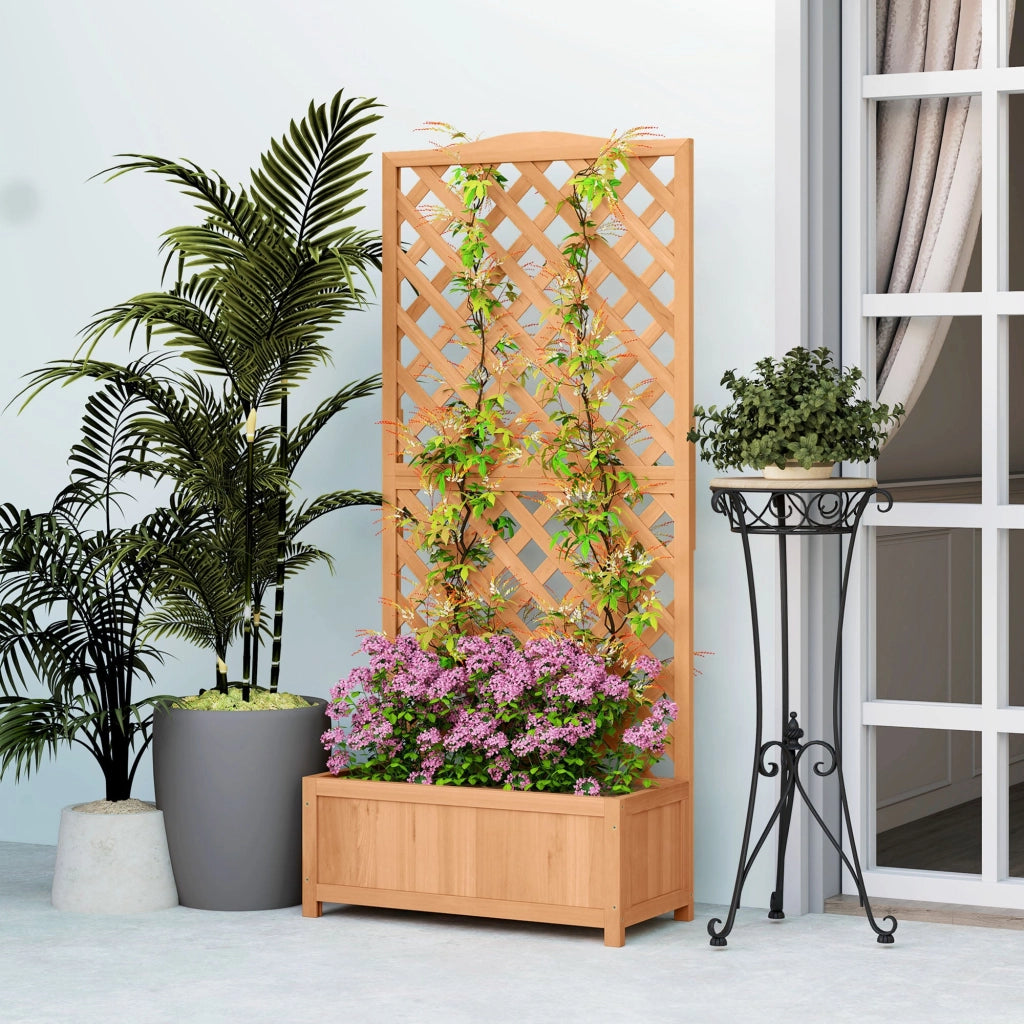 Fioriera con Traliccio per Rampicanti 76x36x170 cm con Fondo Ampio in Legno di Abete