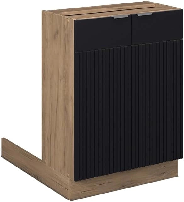 Isola cucina Fame-Line, Nero a righe, 60 cm senza piano di lavoro
