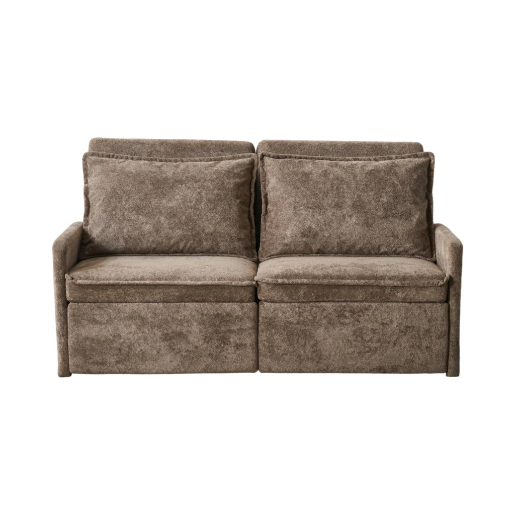 Divano letto con schienale regolabile USB Type-C e tasche laterali in Chenille Marrone 172.5 × 71.0 × 95.0 cm