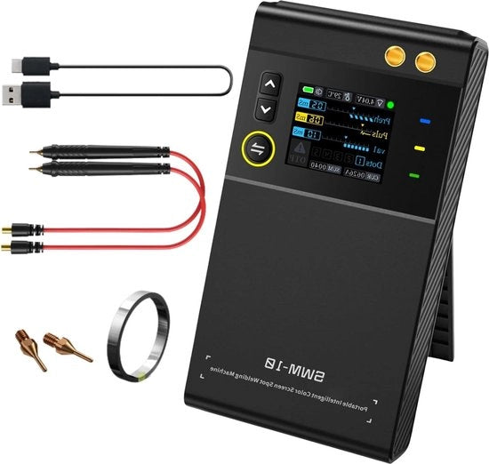 Puntalasapparaat per batterie 5000 mAh con rivestimento di nichel - contenitore per fili di ricambio - accumulatori autoalimentati - nero.