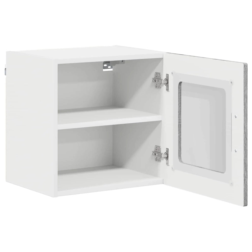 Pensile da cucina | Mobile in vetro da parete LUCCA 2 pz Grigio Sonoma