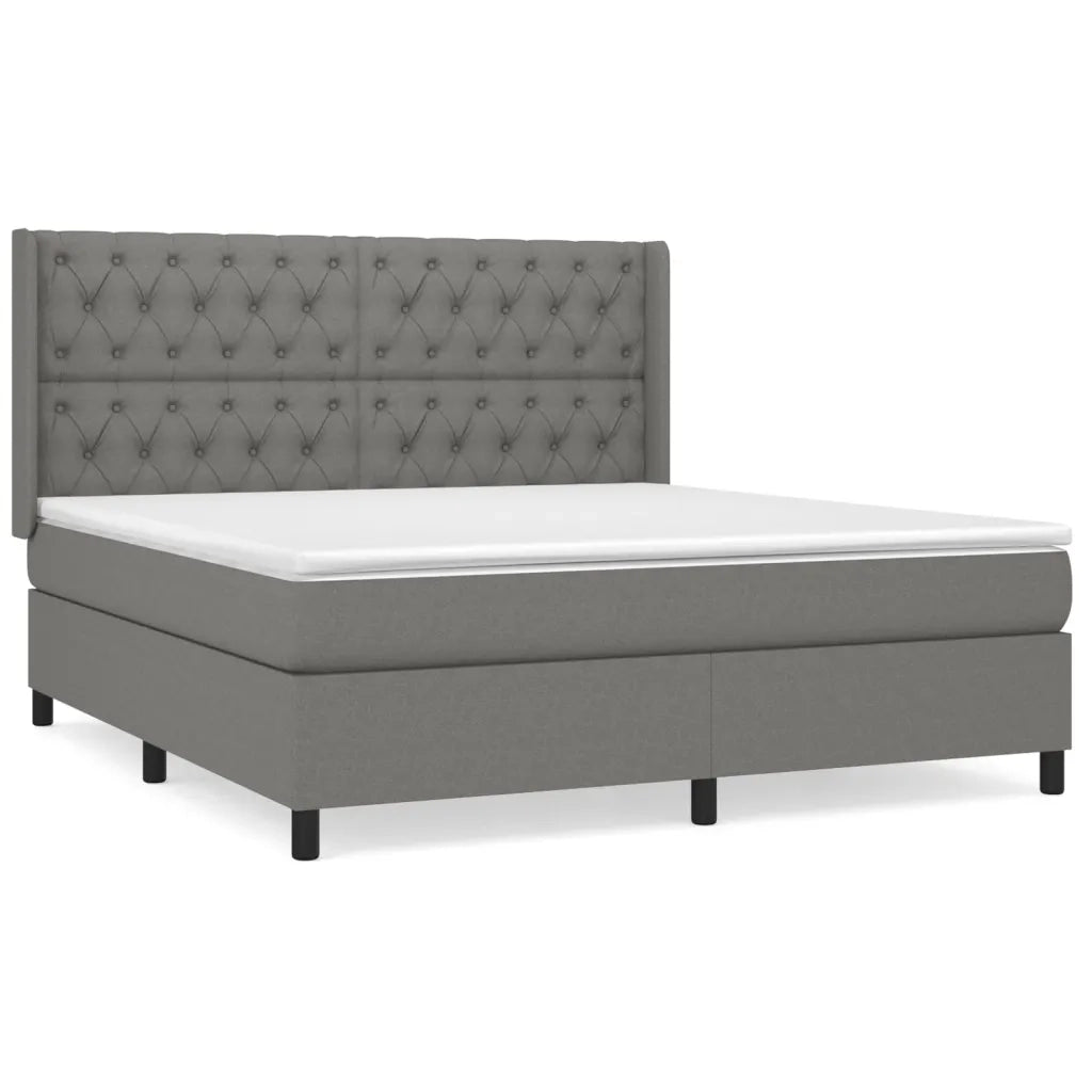 Giroletto a Molle con Materasso Grigio Scuro 160x200 cm Tessuto 3131682