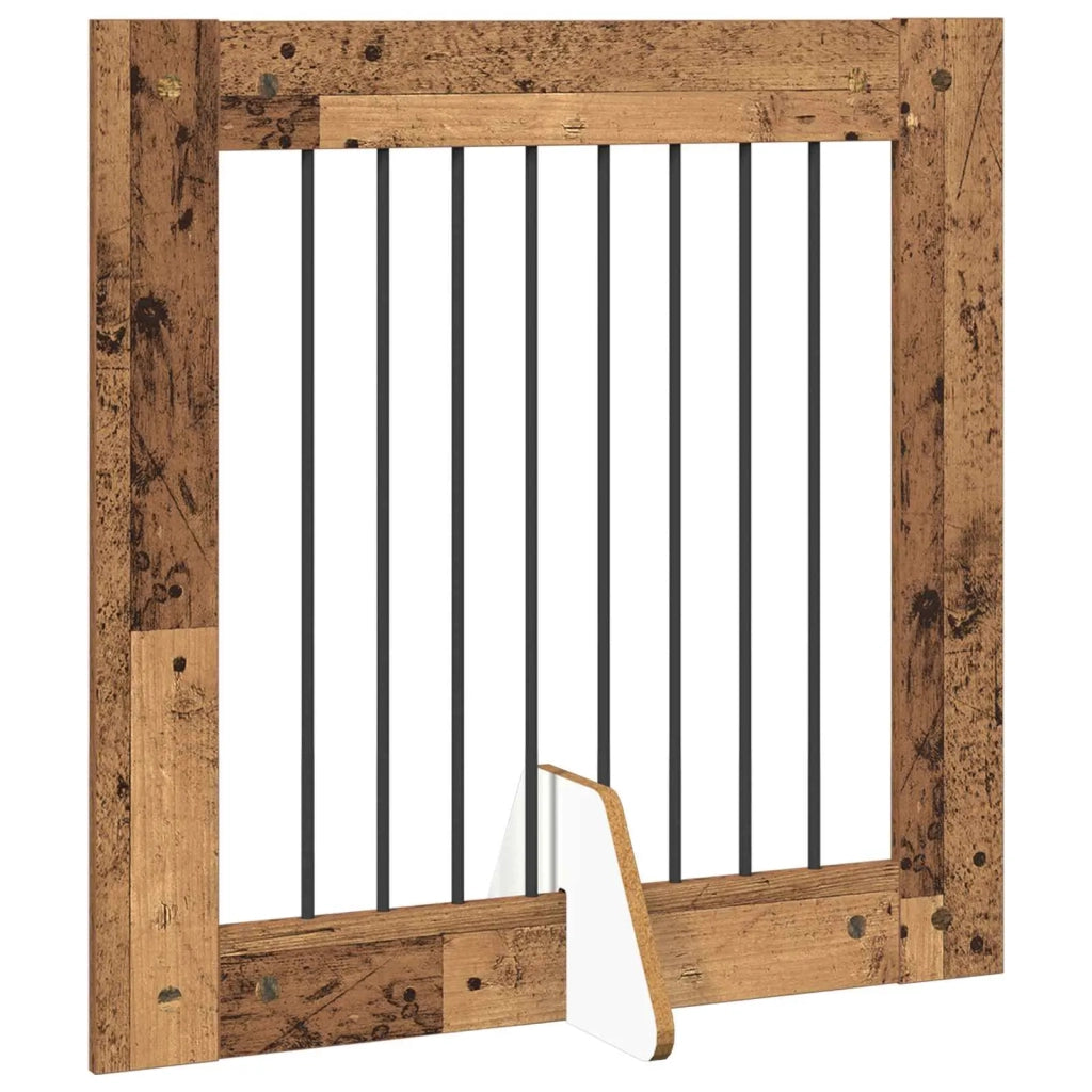 Cancello per cani con supporti 4 pz Legno antico 80 x 80 cm CFW7933744