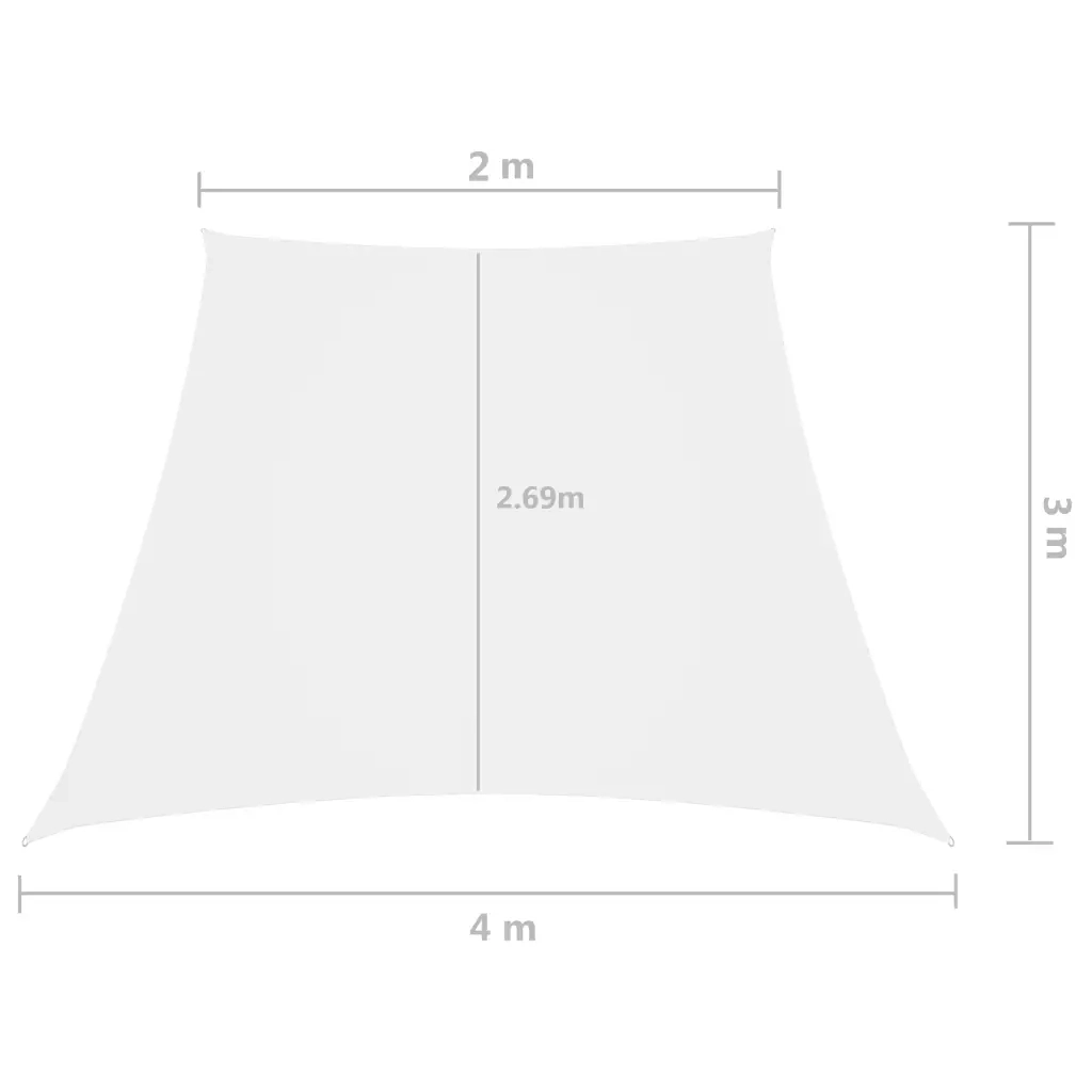 Vela Ombreggiante-Parasole a vela in Tela Oxford a Trapezio 2/4x3 m Bianco