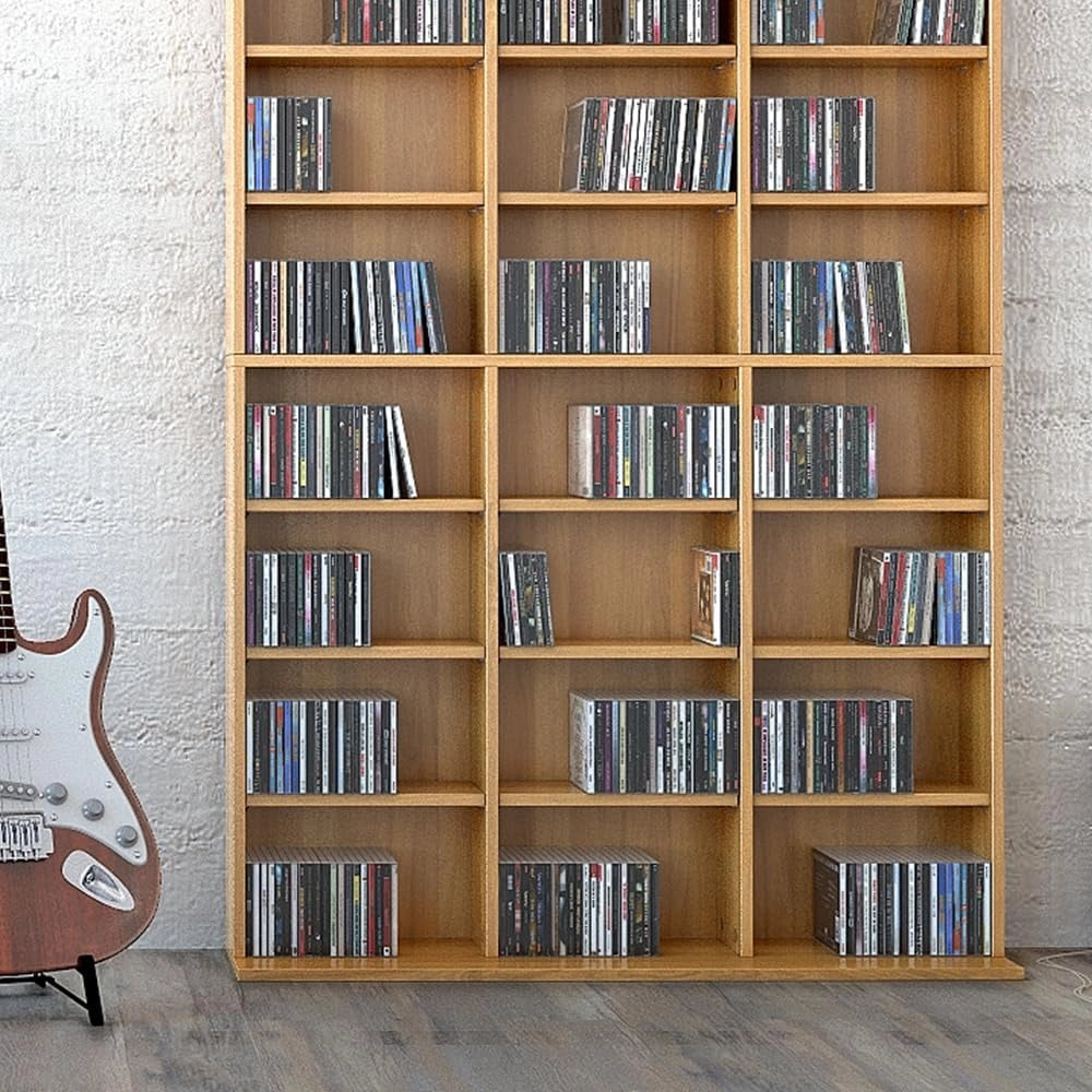 Scaffale porta cd Jukebox, Faggio, 102 x 178 cm