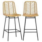 Sgabelli da bar 2 pezzi ¨C zephmum ¨C design boheme con struttura metallo e rotin, altezza 66 cm