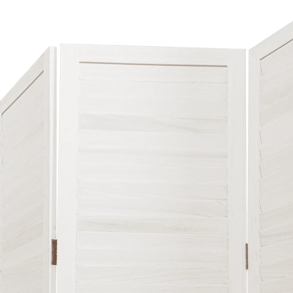 Divisorio Ambienti 4Pannelli Bianco Legno Massello di Paulownia 358834