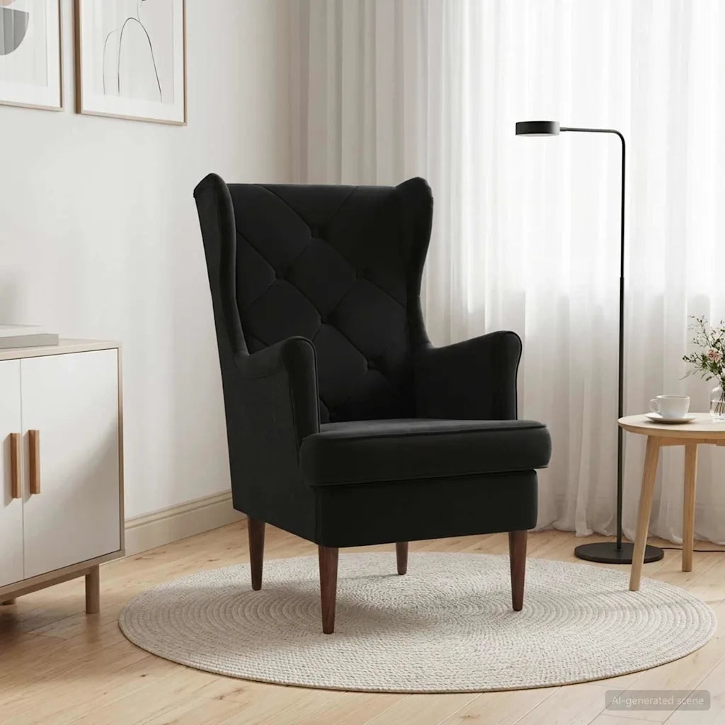 Divano Sedia-Poltrona-Poltroncina Nero Velluto 485549