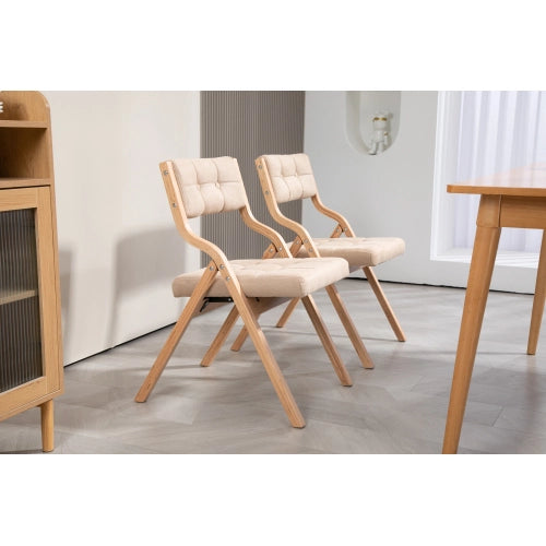 Sedie Pieghevoli Imbottite con Cuscino ¨C MINIMAL ¨C Set 2, Legno, Beige