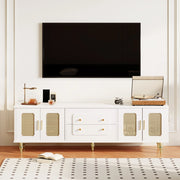 MOBILE TV 175x38x55,5 cm Bianco con ante in PVC rattan e cassetti