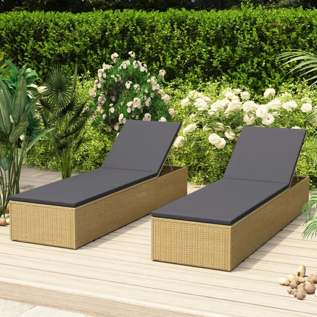 Lettino Prendisole | Sdraio da giardino | Lettino da sole in Polyrattan Marrone e Grigio Scuro
