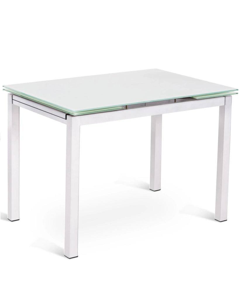 Baud - Tavolo Allungabile (110/170 x 75 cm) in Vetro Temperato Bianco