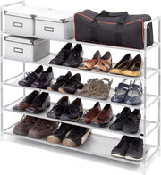 Sistema di stoccaggio scarpe a 5 livelli - metallo e tessuto - bianco - 905x87x295 cm - 20 paia di scarpe